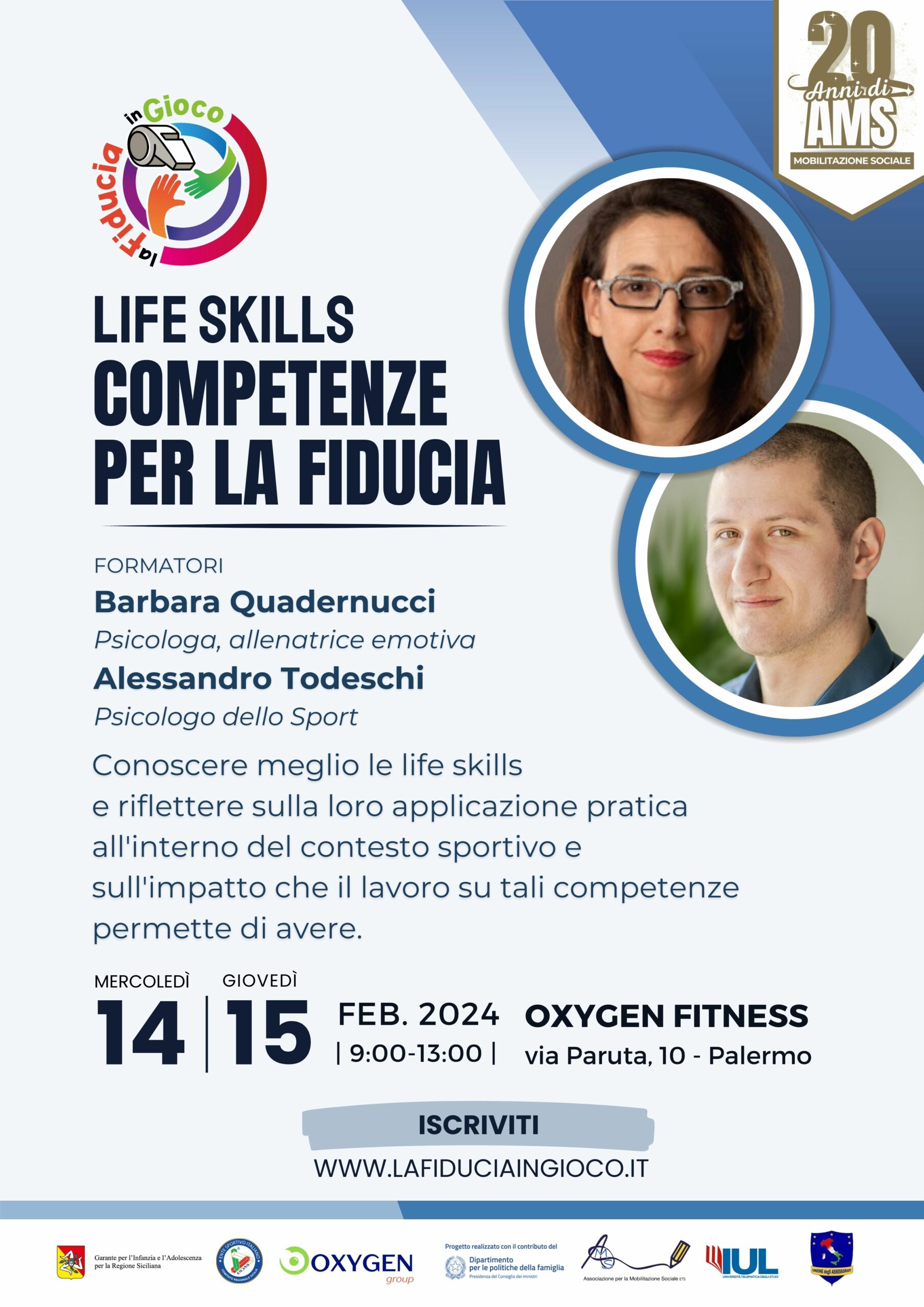 Progetto La Fiducia in Gioco, l’uso delle Life Skills per potenziare il rapporto tra allenatore e allievi: il 14 e 15 febbraio due giornate di formazione a Palermo